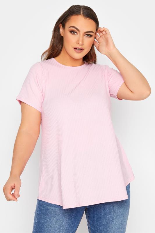 LIMITED COLLECTION Curve Light Pink Ribbed Swing Top 1