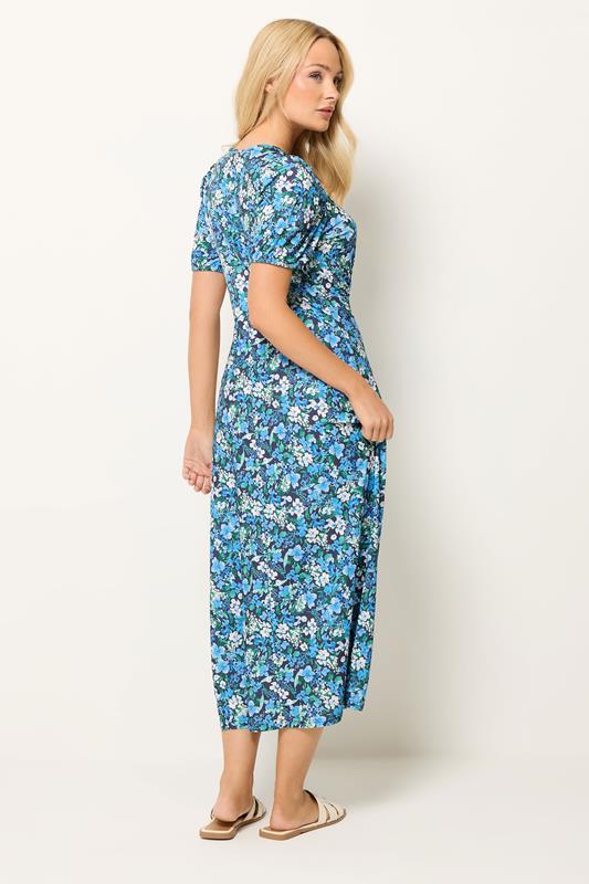 M&Co Blue Floral Short Sleeve Midi Dress | M&Co 2