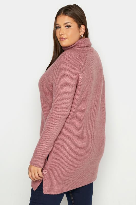 Curve Pink Roll Neck Knitted Jumper 3
