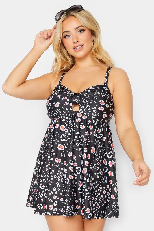  Grande Taille YOURS Curve Black Animal Print Buckle Swimdress