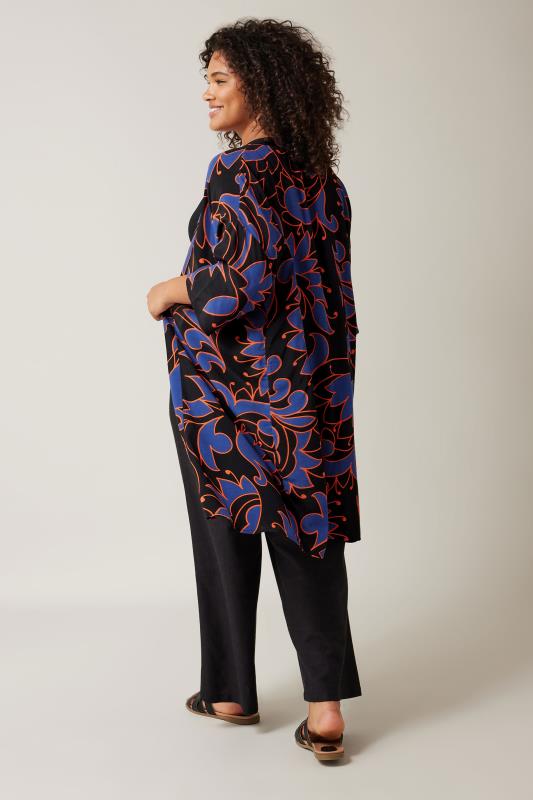 EVANS Plus Size Black Abstract Print Kimono | Evans 3