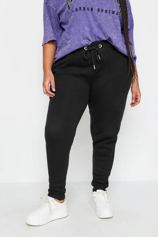 YOURS Plus Size Black Cuffed Stretch Joggers | Yours Clothing 1
