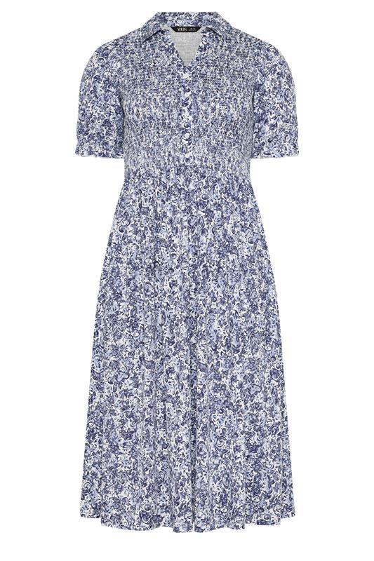 YOURS Plus Size Blue Floral Midi Dress | Yours Clothing 5