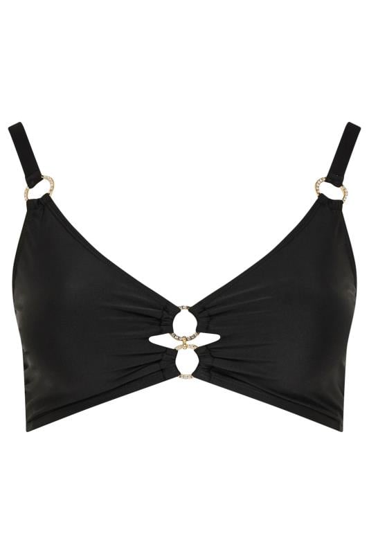 YOURS Plus Size Black Ring Detail Bikini Top | Yours Clothing 9