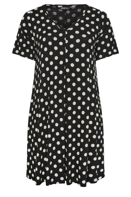 YOURS Plus Size Black Polka Dot Pleat Front Dress | Yours Clothing 5