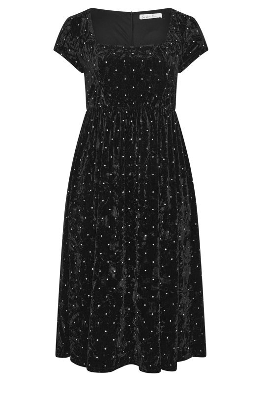 crushed velvet black dress Yours London Women's Plus Size Glitter Skater Size 8 elegant short velvet dress