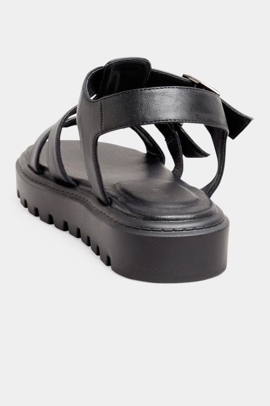 LTS Tall Black Gladiator Sandals In Standard D Fit 4