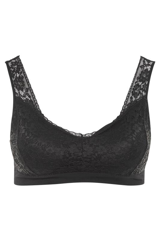 Plus Size Black Lace Seamless Padded Non-Wired Bralette | Yours Clothing 4