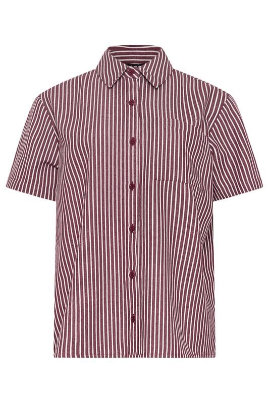 LTS Tall Women's Burgundy Red Stripe Button Cotton Shirt | Long Tall Sally 5