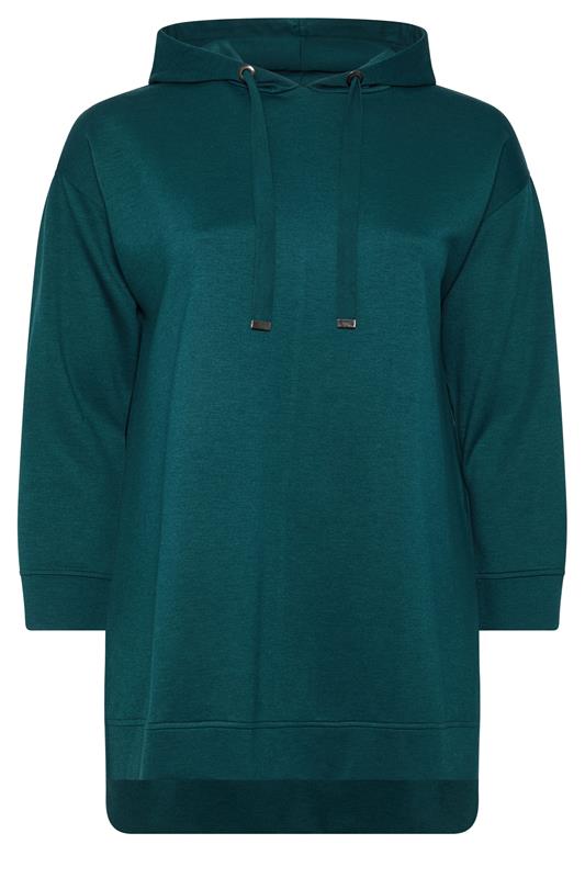 EVANS Plus Size Teal Green Luxe Drawstring Hoodie | Evans 1