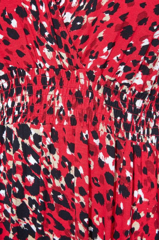 YOURS LONDON Curve Red Leopard Print Wrap Midaxi Dress 5
