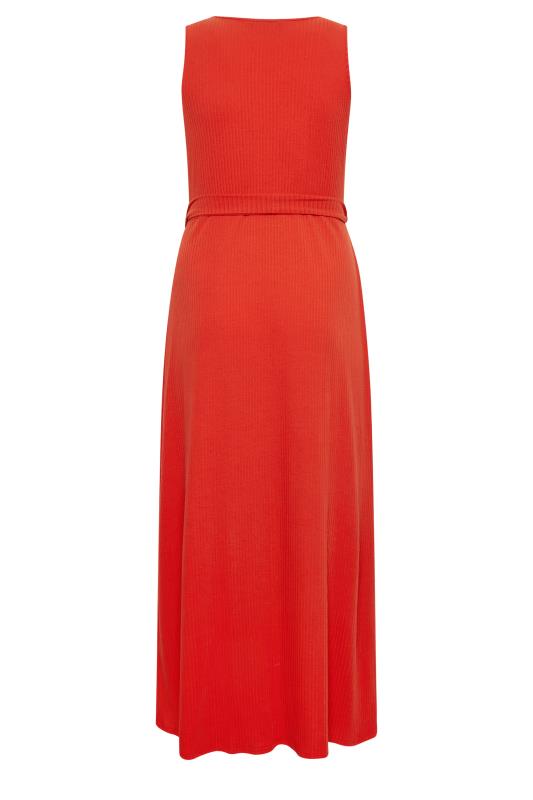 YOURS Plus Size Red Ribbed Sleeveless Maxi Dress | Yours Clothing 7