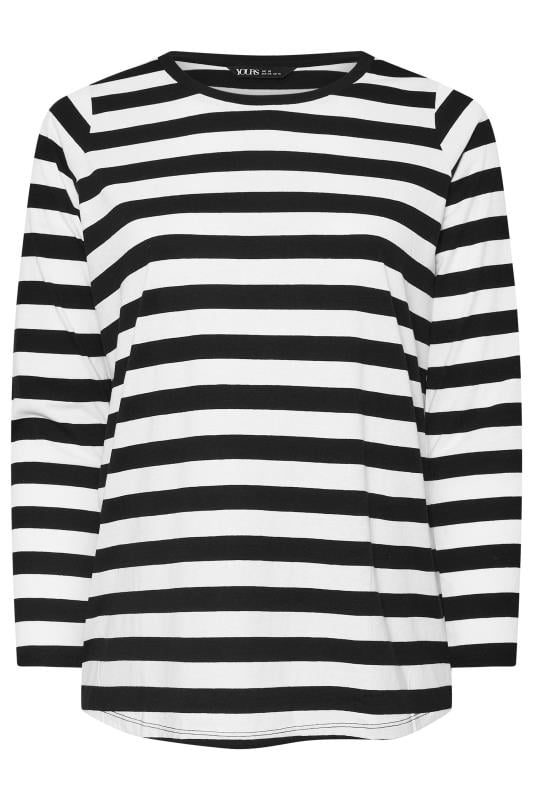 YOURS Plus Size Black & White Stripe Print T-Shirt | Yours Clothing  5