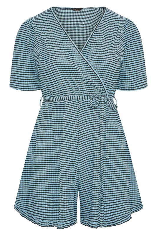 LIMITED COLLECTION Curve Blue Stripe Crinkle Wrap Playsuit_X.jpg