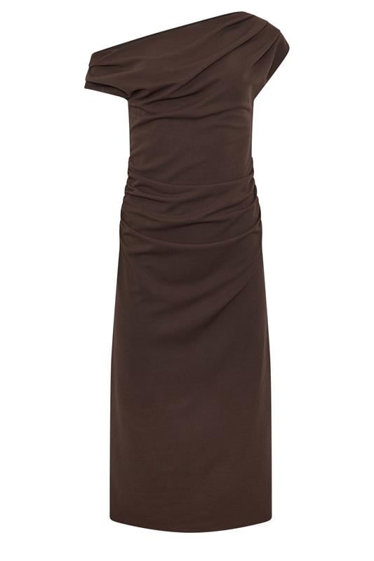 STAR Chocolate Brown Draped Midi Dress | StarByJM 5