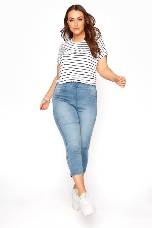 YOURS FOR GOOD Curve Light Blue Cropped JENNY Jeggings 2