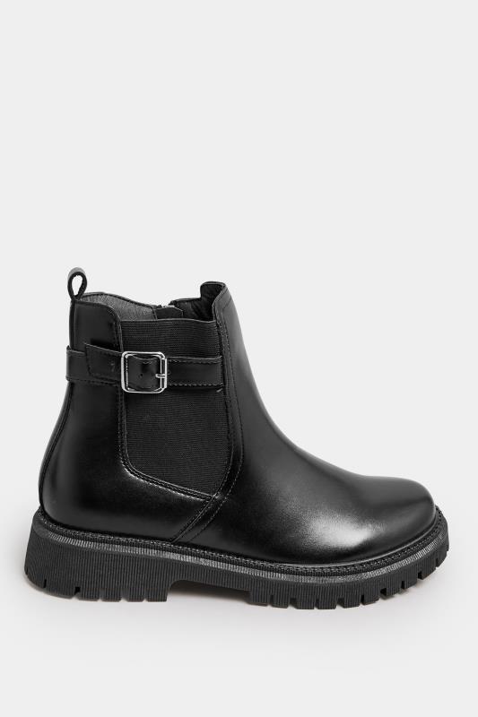 Black Chunky Buckle Ankle Boots In Wide E Fit & Extra Wide EEE Fit | Yours Clothing 3