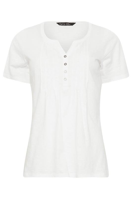 M&Co 2 PACK White & Green Leaf Print Cotton Henley Tops | M&Co 9