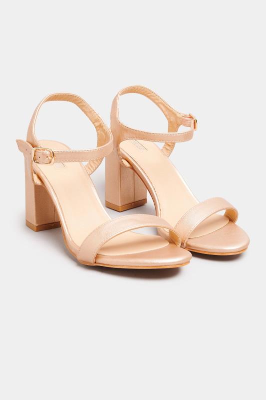 LIMITED COLLECTION Rose Gold Block Heel Sandals In Wide E Fit & Extra Wide Fit | Yours Clothing 2