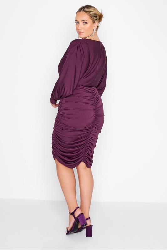 YOURS LONDON Plus Size Purple Ruched Bodycon Dress | Yours Clothing 3
