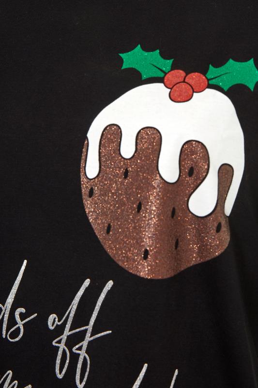 Black Sparkle 'Hands Off My Puds!' Slogan Christmas T-Shirt_S.jpg