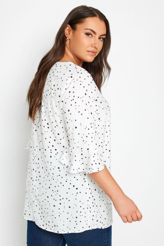 YOURS Plus Size White Spot Print Swing Top | Yours Clothing 3