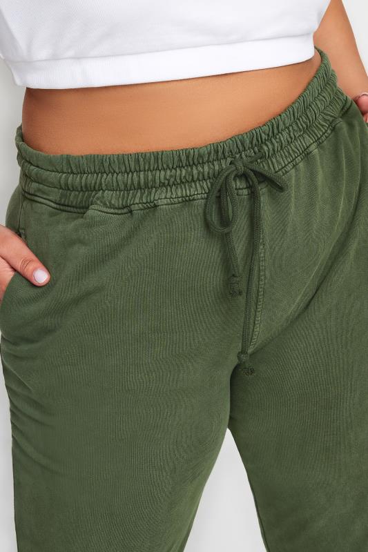 YOURS Plus Size Forest Green Acid Wash Joggers | Yours Clothing 4