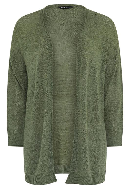 YOURS Plus Size Khaki Green Knitted Cardigan | Yours Clothing 5