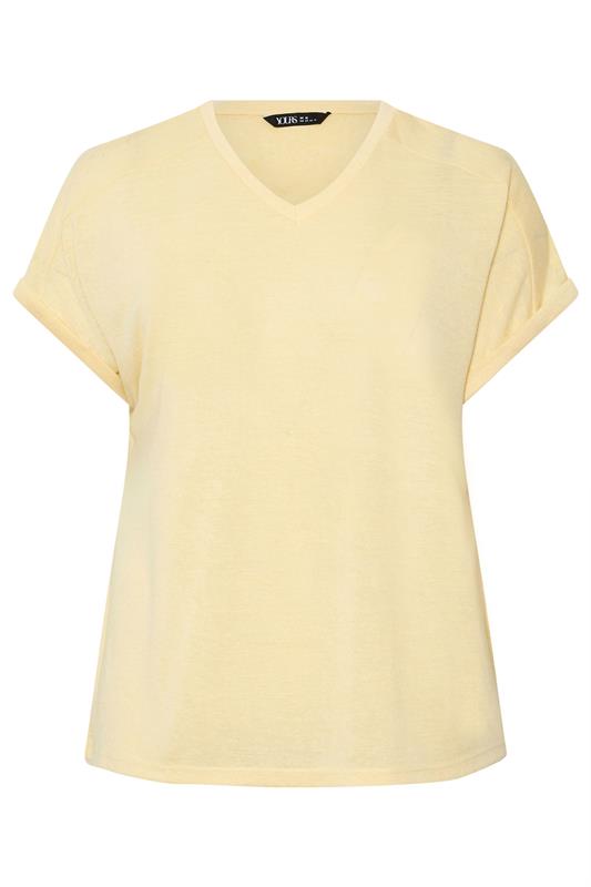 YOURS Plus Size Yellow Linen Look T-Shirt | Yours Clothing 5