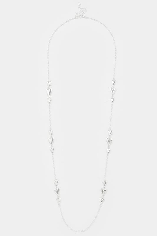  Collier long argenté à trois cœurs