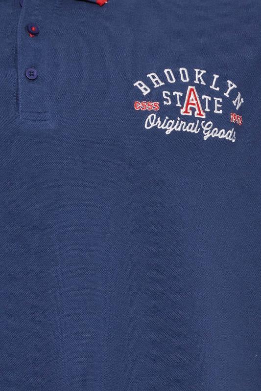 D555 Big & Tall Blue 'Brooklyn State' Embroidered Polo Shirt | BadRhino 2