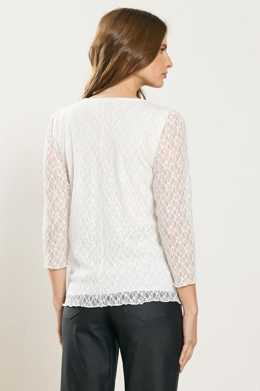 M&Co Ivory White Floral Lace Long Sleeve Top | M&Co 2