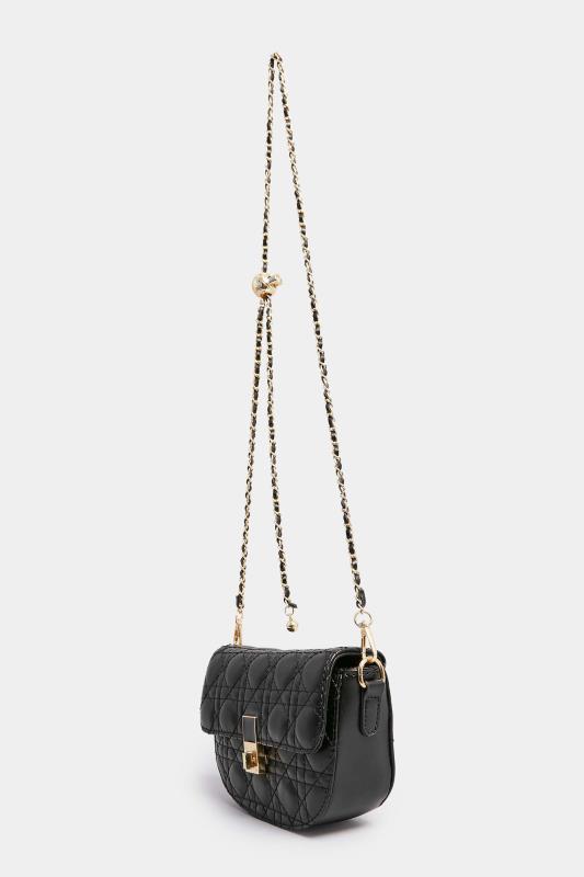 Black Quilted Chain Shoulder Bag | Yours Clothing 2