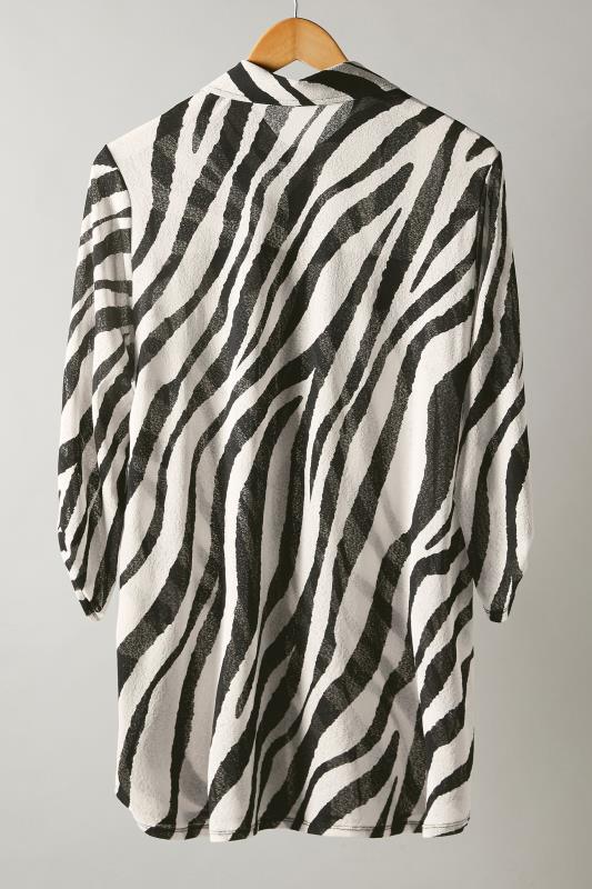 EVANS Plus Size Black & White Zebra Markings Tab Sleeve Blouse | Evans  8