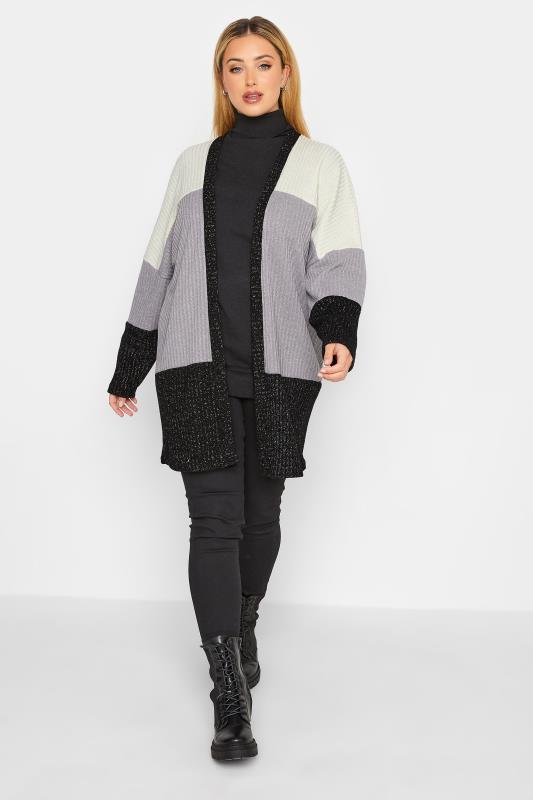 YOURS LUXURY Plus Size Purple Colour Block Soft Touch Cardigan | Yours Clothing 4
