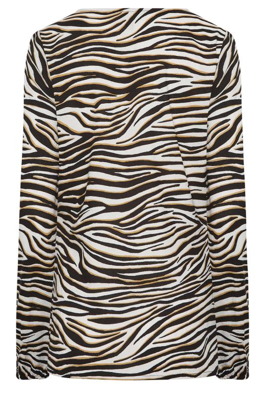 LTS Tall Black Zebra Print Ruched Top | Long Tall Sally  8