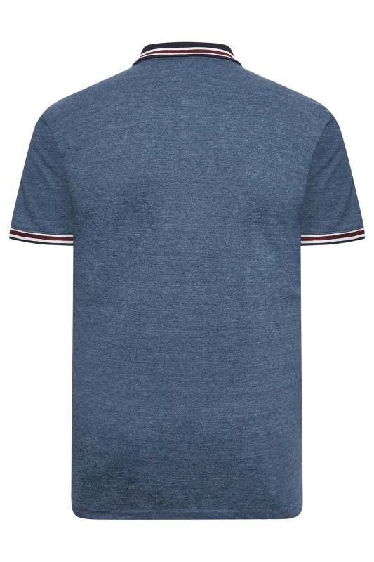 KAM Big & Tall Navy Blue Marl Polo Shirt | BadRhino 4