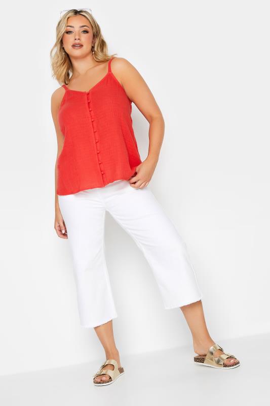 YOURS Plus Size Red Button Cami Vest Top | Yours Clothing 2