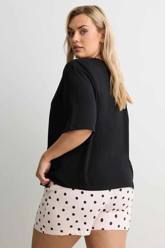 YOURS Plus Size Pink Polka Dot Pyjama Shorts | Yours Clothing 4