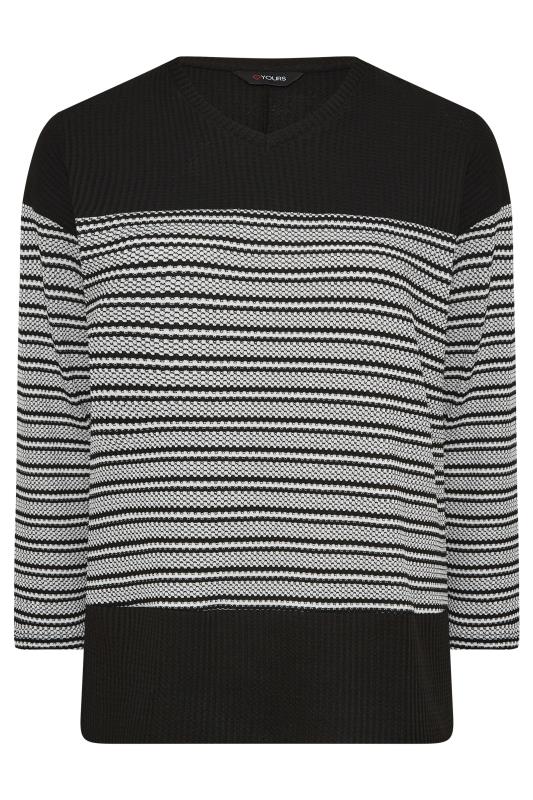 Plus Size Black Stripe V-Neck Top | Yours Clothing 6