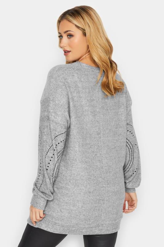 YOURS LUXURY Plus Size Curve Grey Sequin Embellished Jumper | Yours Clothing 4