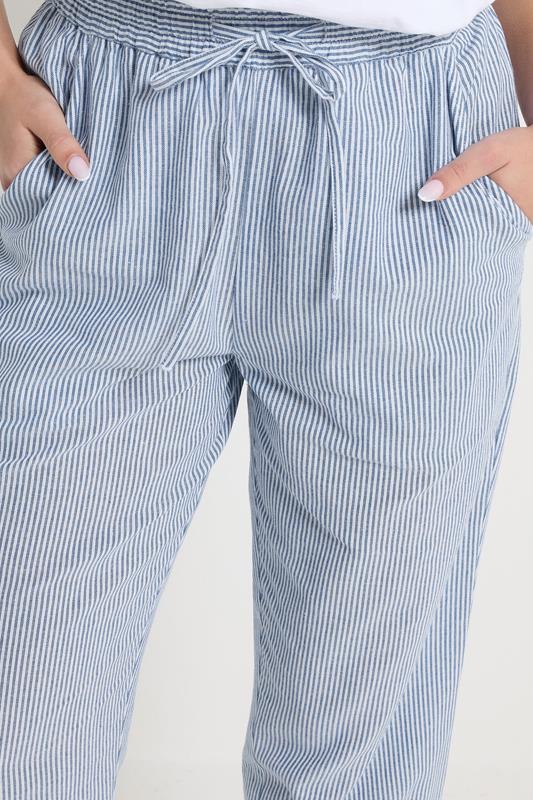 M&Co Blue Stripe Straight Leg Cropped Trousers | M&Co 5