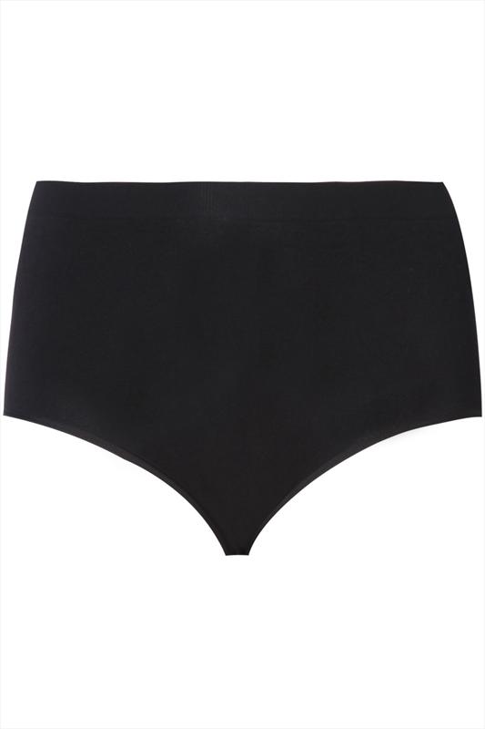 Black Seamless Light Control High Waisted Full Briefs | Yours Clothing 4