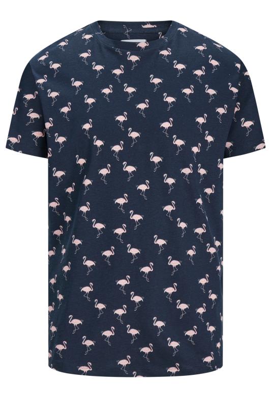 Grande Taille JACK & JONES Navy Blue Flamingo Print T-Shirt