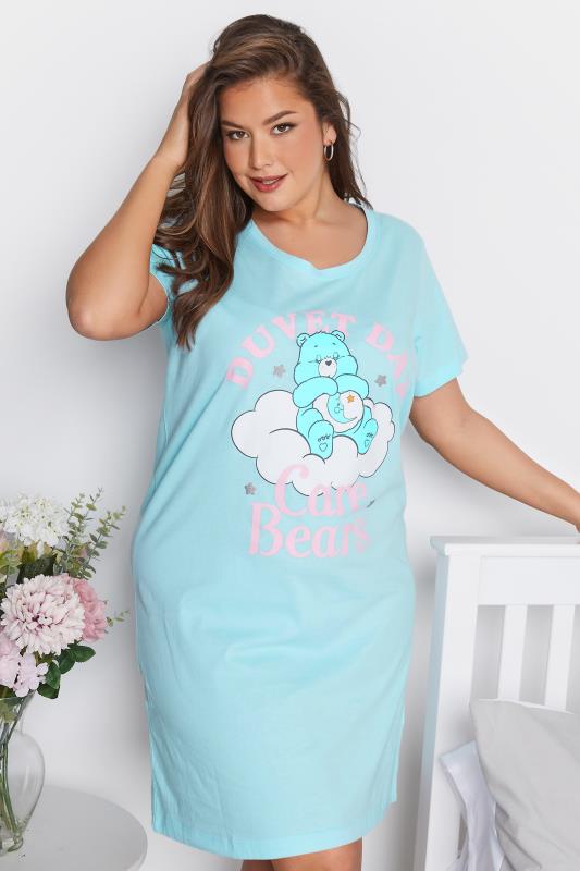 Plus Size Blue Care Bears 'Duvet Day' Nightdress | Yours Clothing 2