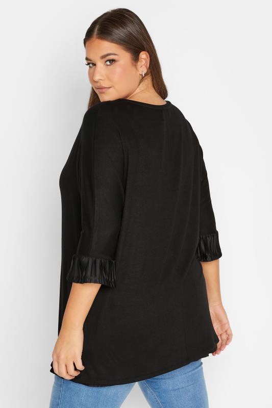 YOURS LUXURY Plus Size Curve Black Double Layer Pleated Blouse | Yours Clothing  3