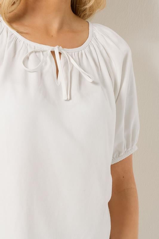 LTS Tall Women's White Tie Front Linen Blouse | Long Tall Sally 5