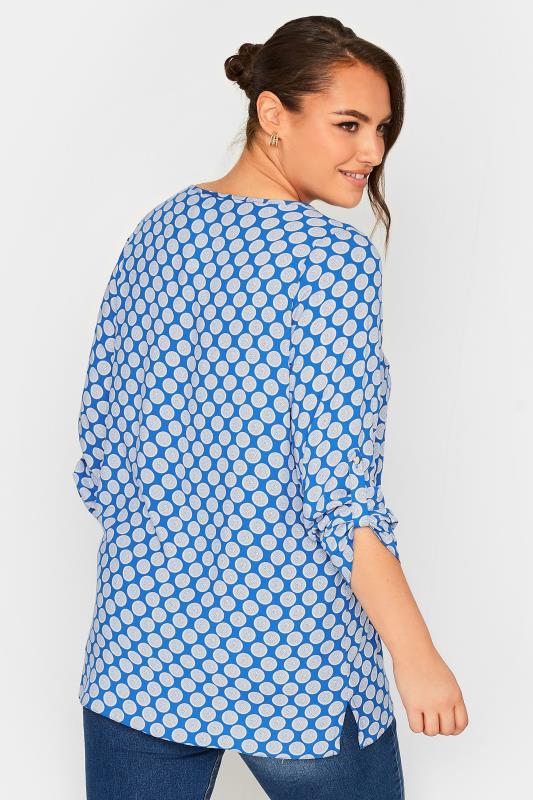 YOURS Plus Size Blue Abstract Spot Print Blouse | Yours Clothing  3
