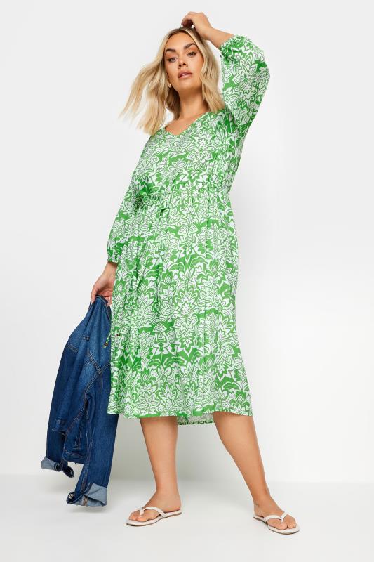 YOURS Plus Size Green Paisley Print V-Neck Midaxi Dress | Yours Clothing 4