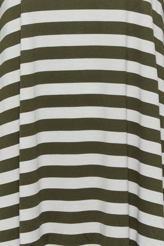 Plus Size Khaki Green Stripe Longline T-Shirt | Yours Clothing 5